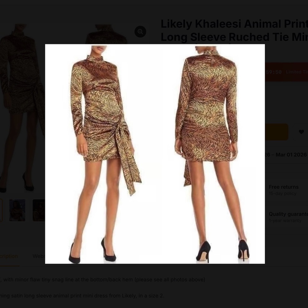 Likely Khaleesi Animal Print Long Sleeve Dress